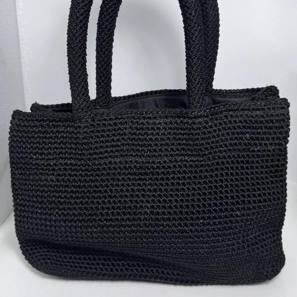 The Sak Crochet Knit Woven‎ Double Handle Handbag Magnetic Closure Purse Vintage